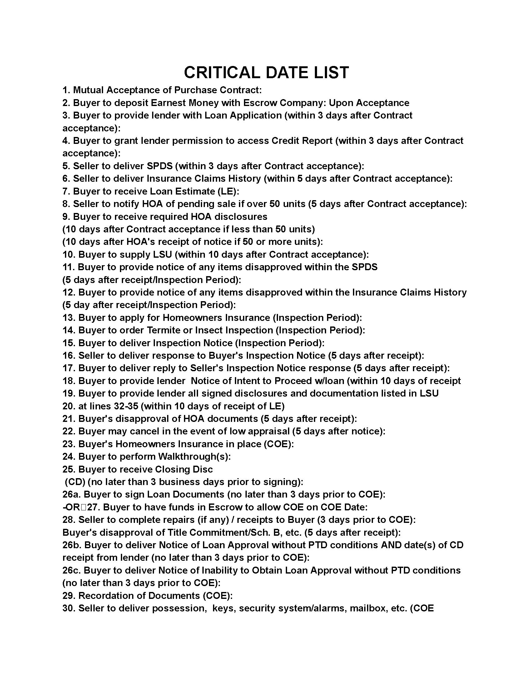 Critical Dates List AZ FLAT FEE BUYER BROKER critical-dates-list-az-flat-fee-buyer-broker